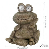Solar Frog Ornament Seated Design Solar Frog Statue Outdoor Decor for Living Room