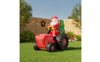Inflatable Santa on vehicle Festive the Holiday Figure Giant Yard Decoration for Lawn