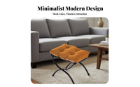 Padded Cross-Frame Stool Foldable Design Footrest Easy to Clean