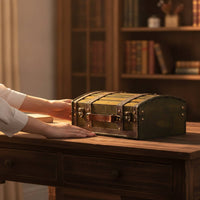 Wooden Storage Chest with Hinged Lid Portable Wooden Box with Handle Hand-Held Keepsake Box for Home Decor, Tabletop Display