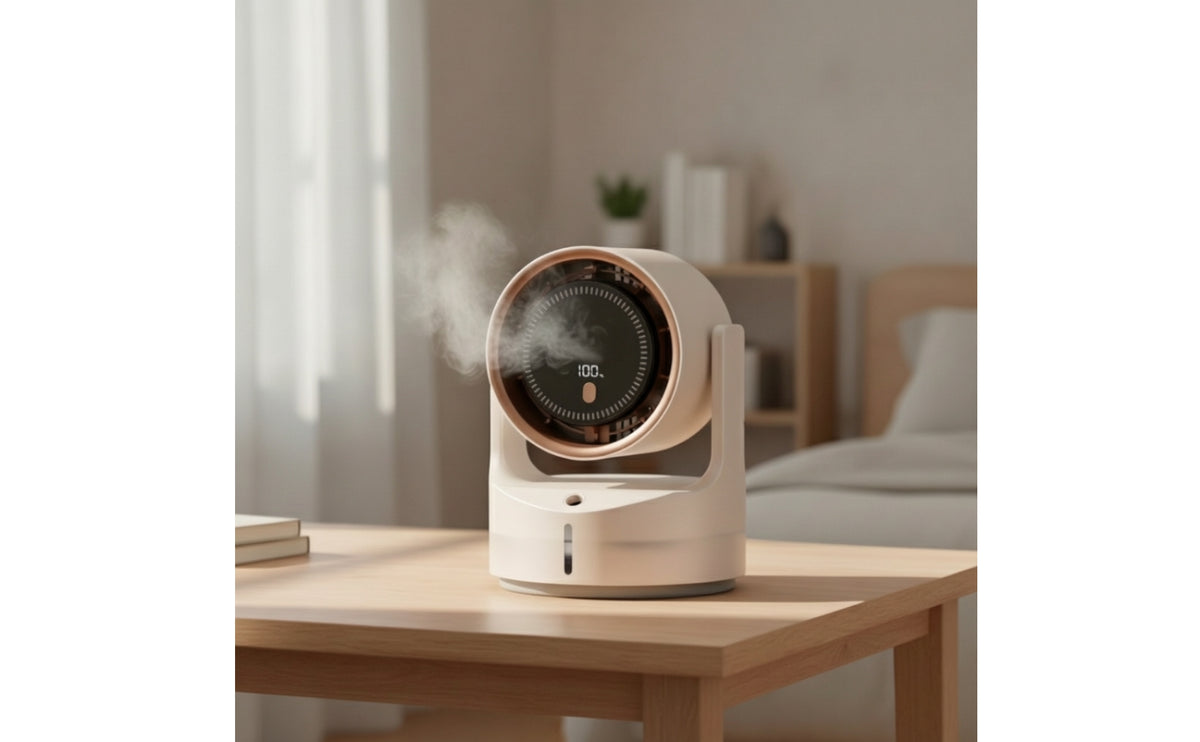 Desktop Fan with Humidifier Portable Rechargeable Misting Fan Quiet for Desk, Dorm Room