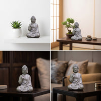 Miniature Meditating Buddha Figurine Zen Buddha Figurine Matte Decor Smooth for Meditation Corner