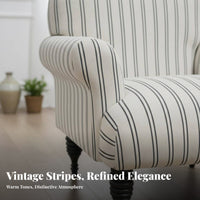 Striped Wooden Armchair mid-centuryera Modern aesthetic Striped Upholstered Armchair sturdy Wood Frame Accent Chair for Readers, perusing corner, Bedroom, Office