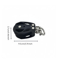 2 Pieces Corrosion-Resistant Black Nylon Pulley Smooth Rolling Stainless Steel Shackle Pulley High Load Capacity Rigging Hardware for Yacht