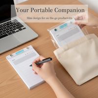 Acrylic Hardcover Tear-Off Notepad with Clip, Portable Mini Notebook with Detachable Lined/Grid Pages