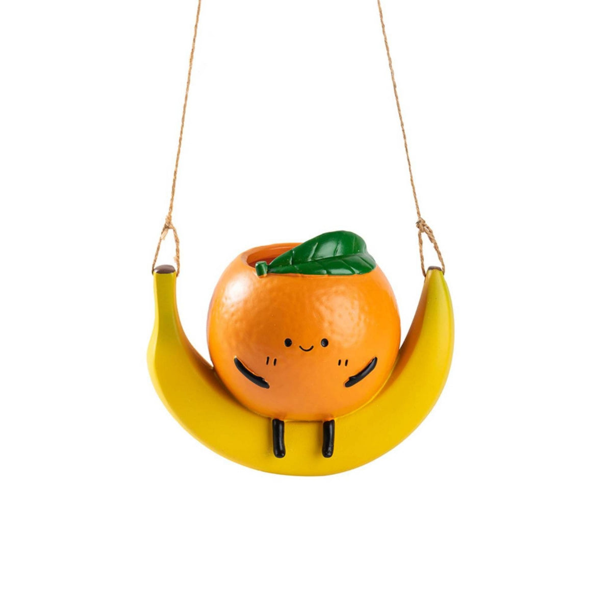 Cute Banana Planter Novelty Swinging Face Planter Small Flower Pot with Drainage Hole Decorative for Windowsill