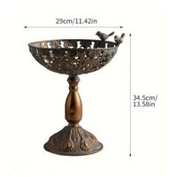 Pedestal Fruit Tray Vintage-Influenced Fruit Bowl with Pedestal Openwork Decorative Holder with Bird for Decorators, Dining Table, Entryway