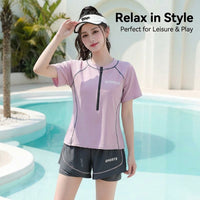 Swimsuits for Women with Modest Tankini Design for Water Sports, Two Piece Swimming Costume Set with Flat Shorts