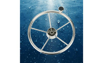 Boat Steering Wheel with Turning Knob Polished Finish Stainless Steel Steering Wheel Finger Grips for Pontoon