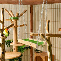 Textured Hanging Bird Ladder Natural Bird Ladder with Chains Long-Lasting Toy Sturdy for Small Birds, Parakeets, Budgies