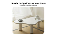 Minimalist aesthetic Fluffy FormShaped Low Table sturdy Wood Legs Fluffy FormShaped Centerpiece Small Space accommodating Living Room Furniture Modern Aesthetic for Apartment Dwellers, New Homeowners, Design aficionados, Lounge Area, Home, Indoor, Bedroom