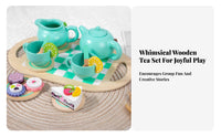 Social Interaction Wooden Toy Tea Set Realistic Design Pretend Afternoon Tea Set Screen-Unrestricted Fun Paint for Preschoolers, Toddlers
