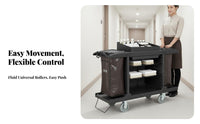Multi-Shelf maintenance trolley with Bag Multifunctional Design room utility trolley with Bag Organized Storage Housekeeping Trolley for Housekeepers, Hospitals