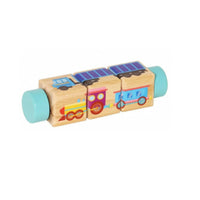 Natural Wood Wooden Rotating Block Puzzle Printed Graphics Three-Block Rotating Puzzle Compact Brain Teaser Game Educational for Children