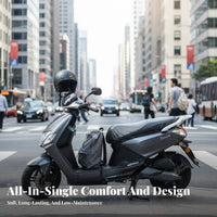 Motorcycle Seat Cover Fleece Lined Water Resistant Leather Seat Cover Heat Insulating Vehicle Accessory for Commuters, Daily Commuting, Outdoor