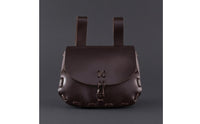 Handmade PU Leather Waist Bag Retro Medieval Waist Bag Flap-Front Reawakening Belt Pouch Laced Stitching