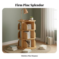 360° Rotation Rotating Book Storage Single Space Saving Rotating Bookshelf Storage Single Stable Structure Bookcase Large Capacity for Students, Families, Living Room, Small Areas, Home Office, Playroom