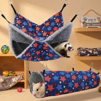 Cartoon Hamster Hammock and Hamster Tunnels 2-Piece Set, Polyester Sleeping and Hiding Cage Accessories, for year-round Indoor Use