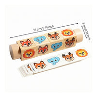 Cartoon Wooden Rotating Puzzle Toy Smooth Picture Card Matching Toy for Preschoolers, Children