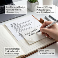 Frosted PET Transparent Self Removable Note Stickers for Office Study, Quick Postits for Students Bible Journaling