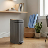 Step Pedal Trash Can Ribbed Lavatory Trash Can PP Waste Bin for Compact Areas