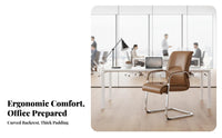 Cantilever Guest Chair Ergonomic Design Upholstered Sled Base Armchair Sturdy Frame Breathable Mesh rear for Waiting Room, Lobby