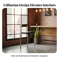 utilitarian design Round Top Backless Stool Commercial Grade Counter Chair With Footrest Seating Furniture Minimalist Design for Bar Owners, Customers, Homeowners, Coffee Shop, Restaurant, Kitchen Island, Living Room
