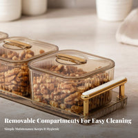 Divided Appetizer Tray with Lid Multi-Compartment Snack Organizer Elegant Design