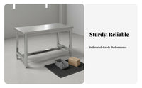 High Weight Capacity Stainless Steel Work Table Rust-Proof Heavy Duty Workbench Scratch-Resistant Industrial Workstation Easy to Clean for Professionals, Factory Workers, Assembly Line, Warehouse, Laboratoryoratory Oratory, Storage Room