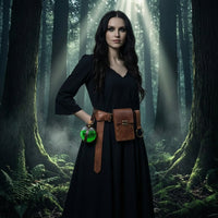 Belt Pouch with Potion Bottle Witchy Gothic Belt with Bottle Faux Leather Accessory for Costume Parties
