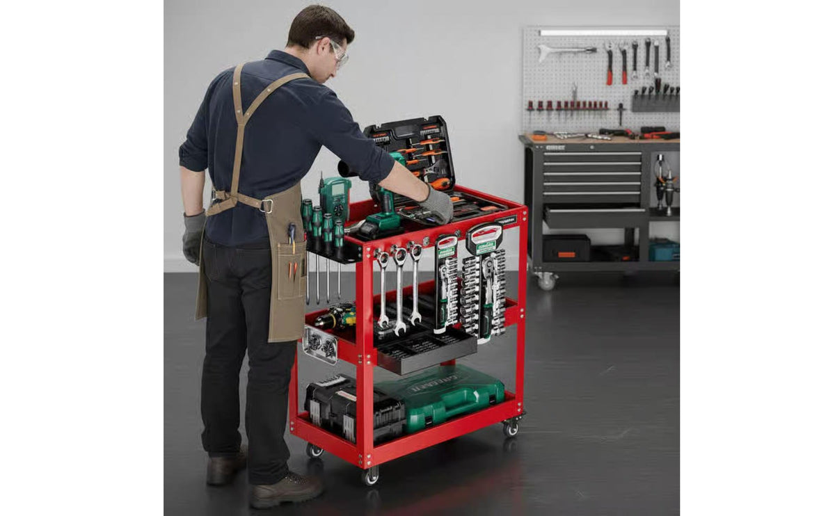 Multi-Functional Rolling Tool Cart Large Capacity Mobile Tool Organizer Ergonomic Handle Workshop Equipment Easy to Assemble for Mechanics, Technicians