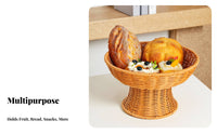 Multi-Purpose Pedestal Fruit Bowl Handwoven High Footed Display Basket Rustic Charm Woven Pedestal Bowl Large Capacity for Living Room, Party