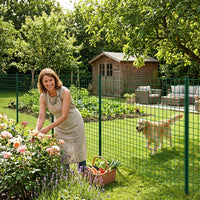 PVC-Coated Welded Wire Mesh Fence Dark Green 18m Pet Fence Dog Run Fence Outdoor Pest-Proof Net For Home Vegetable Garden
