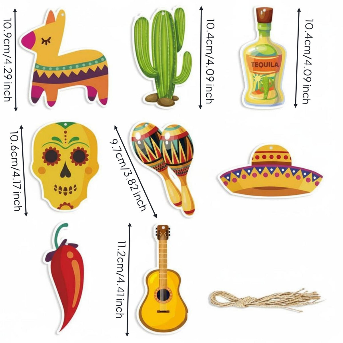 8 Pieces Hispanic Celebration Hanging Ornaments Colorful Pinata Chili Ornaments Easy to Hang Mexican Party Decorations