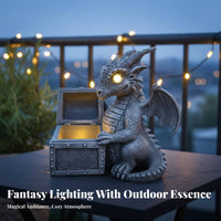 Solar Mythical Creature Statue Hand-Painted Resin Mythical Creature Sculpture Outdoor Decoration Waterproof Handmade