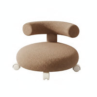 Boucle Stool with Wheels Upholstered Rolling Stool Mobile Ottoman for Kids, Bedroom