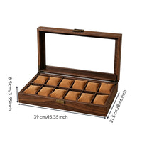 Glass Lid Watch Box Wood Grain Watch Display Box Rigid Construction
