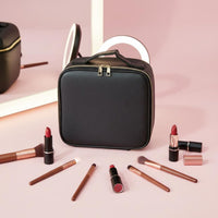 Dimmable Brightness Portable Vanity Case with LED Light USB Rechargeable Makeup Train Case with LED Mirror
