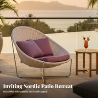Nordic Design Woven Armchair with pad Weather-withstandant Outdoor Furniture Thick pads Lounge Chair Easy Assembly for Garden lovers, pool area, Porch