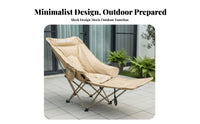 Sturdy Duty Highrear Moon Chair Integrated beverage Holder Adjustable Highrear Camp Recliner Padded Headrest Folding Lounger Oversized Wide Seat for Beachgoers, Outdoor aficionados, Camping, Fishing, Picnics, rearyard