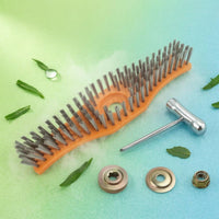 Orange Curved Base Grass Trimmer Cleaning Brush Sturdy Trimmer Head Brush Long-Lasting Steel Wire Heavy-Duty