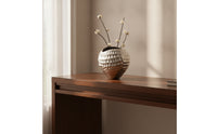 Vase with Hammered Finish Silver Aluminum Vase Shiny Flower Holder for Console Table, Hotel