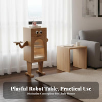 Space-Saving Robot light Table Multi-Functional Side Cabinet Drawer Storage Household Furniture Serving Tray Feature for Interior Design aficionados, home dwellers, Living Room, Bedroom, Lounge Area, Entryway