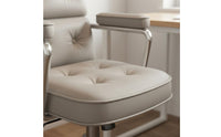 Light Luxury Design Upholstered Rolling Desk Chair Adjustable Height Tufted Swivel Office Chair Ergonomic Support Accent Seat Easy Assembly for Women, Students, Study Room, Bedroom