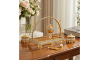 Gold-Tone Incense Burner with Tray and Tongs Ornate Incense Burner Set with Tray Decorative Censer Set with Tongs Elegant for Collectors, Hosts