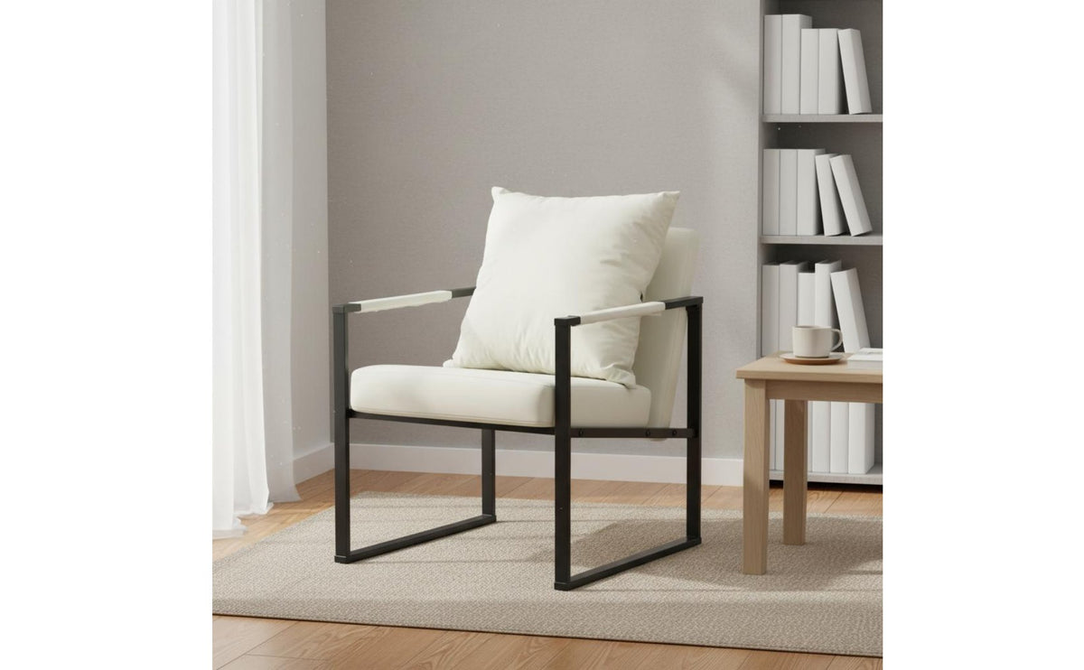 Modern Single Sofa Chair Stable Support Metal Frame Armchair Ergonomic Design
