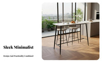 High-Top Table with Stools Light Luxury Design Bar Furniture Sturdy Metal Frame Integrated Footrests for Adults, duos