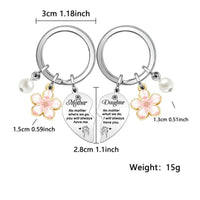 2 Pieces Mother Daughter Keychain Set Stainless Steel Mother Daughter Keychain