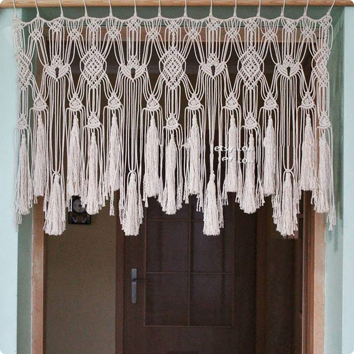 Macrame Curtain Handmade Boho Tapestry Bohemian Design for Guest House, Bedroom