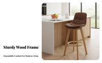 Modern Design rotating Counter Stool with Backrest Built-in Footrest High Chair Padded Seat Seating Furniture Ergonomic for Cafe Owners, Homeowners, Renters, Reception Area, Bistro, Kitchen, Dining Room
